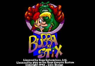 Bubba 'n' Stix title screen for Sega Mega Drive